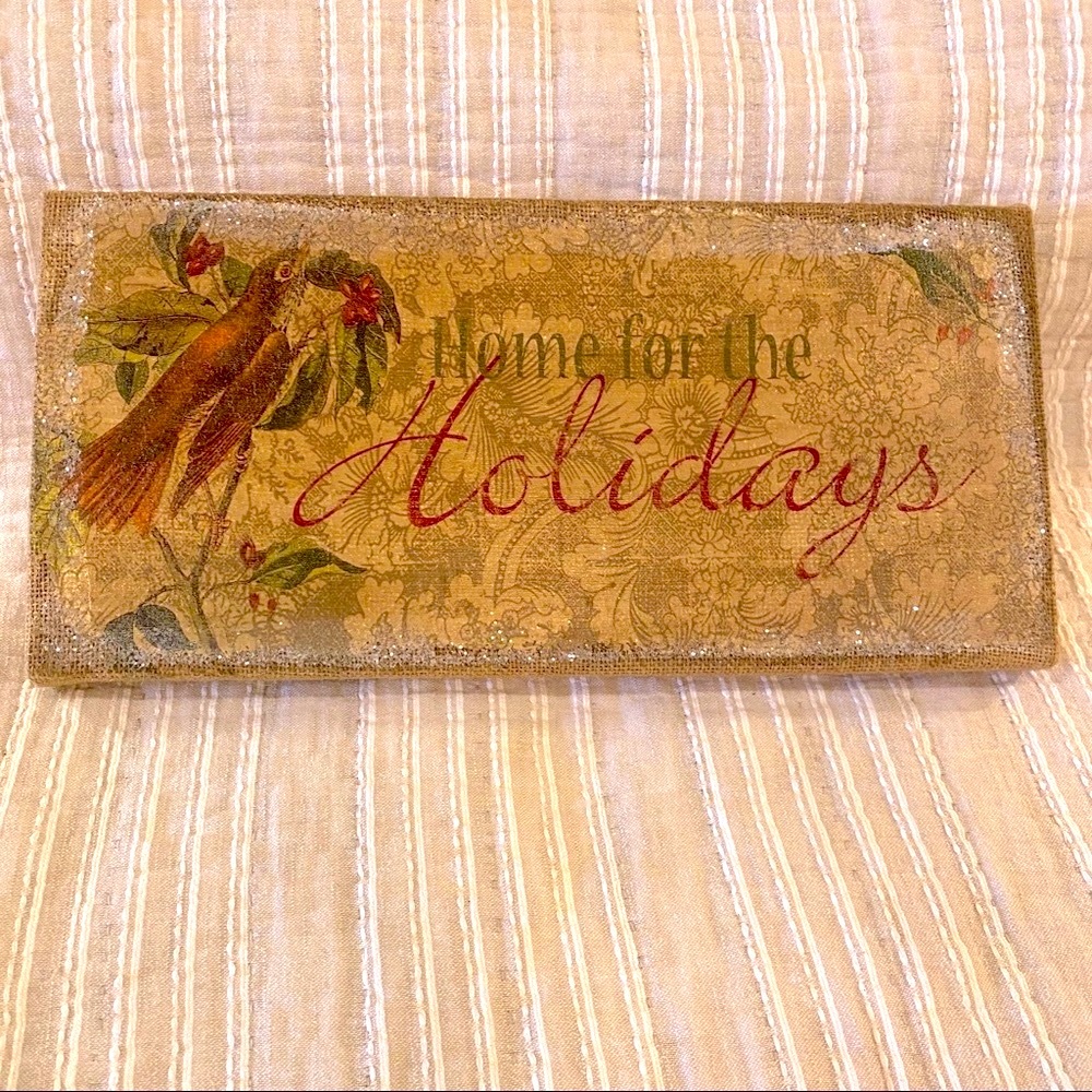 Home Accent “Home 4 the Holidays” burlap wall art